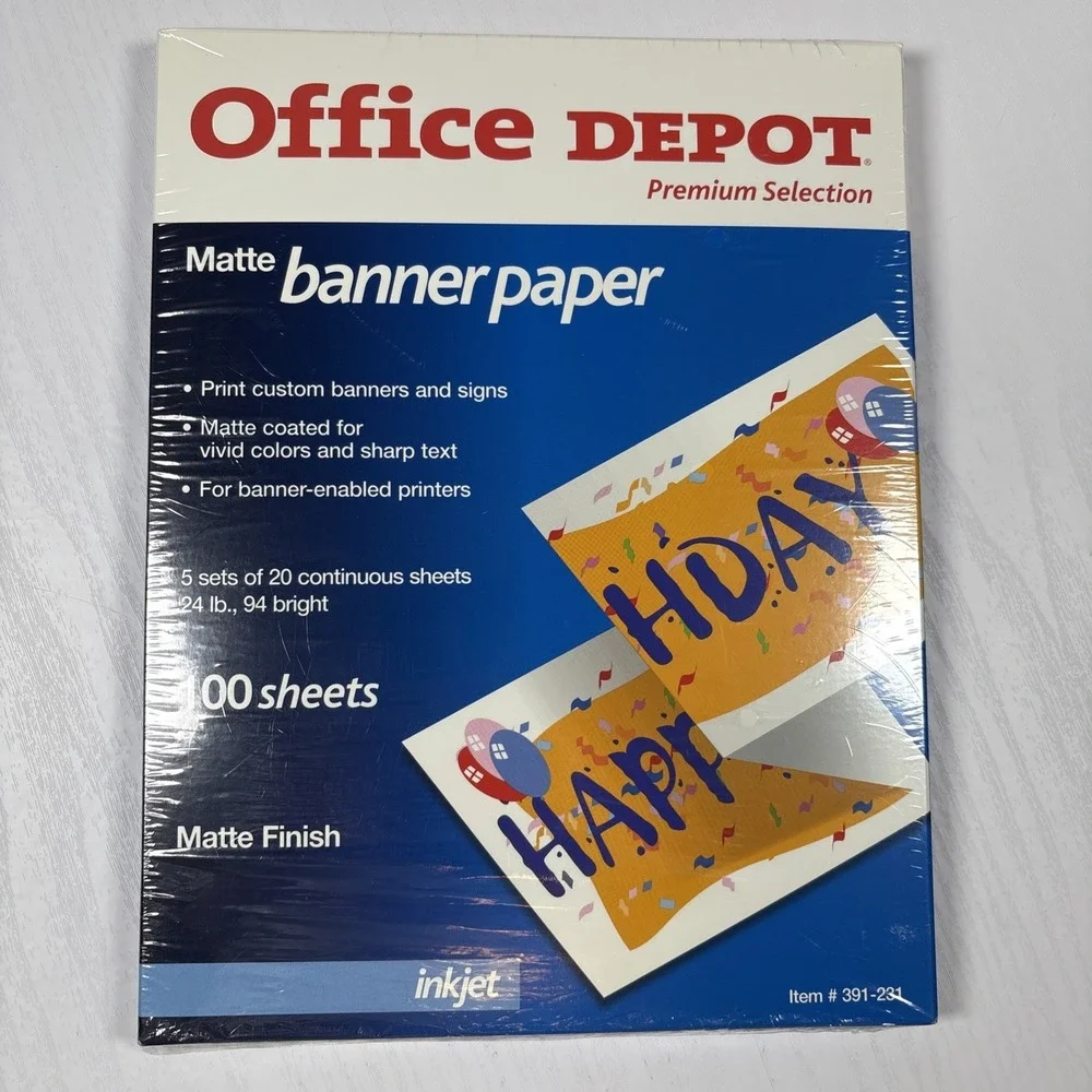 New Office Depot 100 Sheets Premium Matte Banner Paper for Inkjet Printers Signs